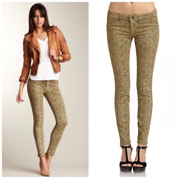 🆕 RICH & SKINNY GREEN PYTHON JEANS SZ 30